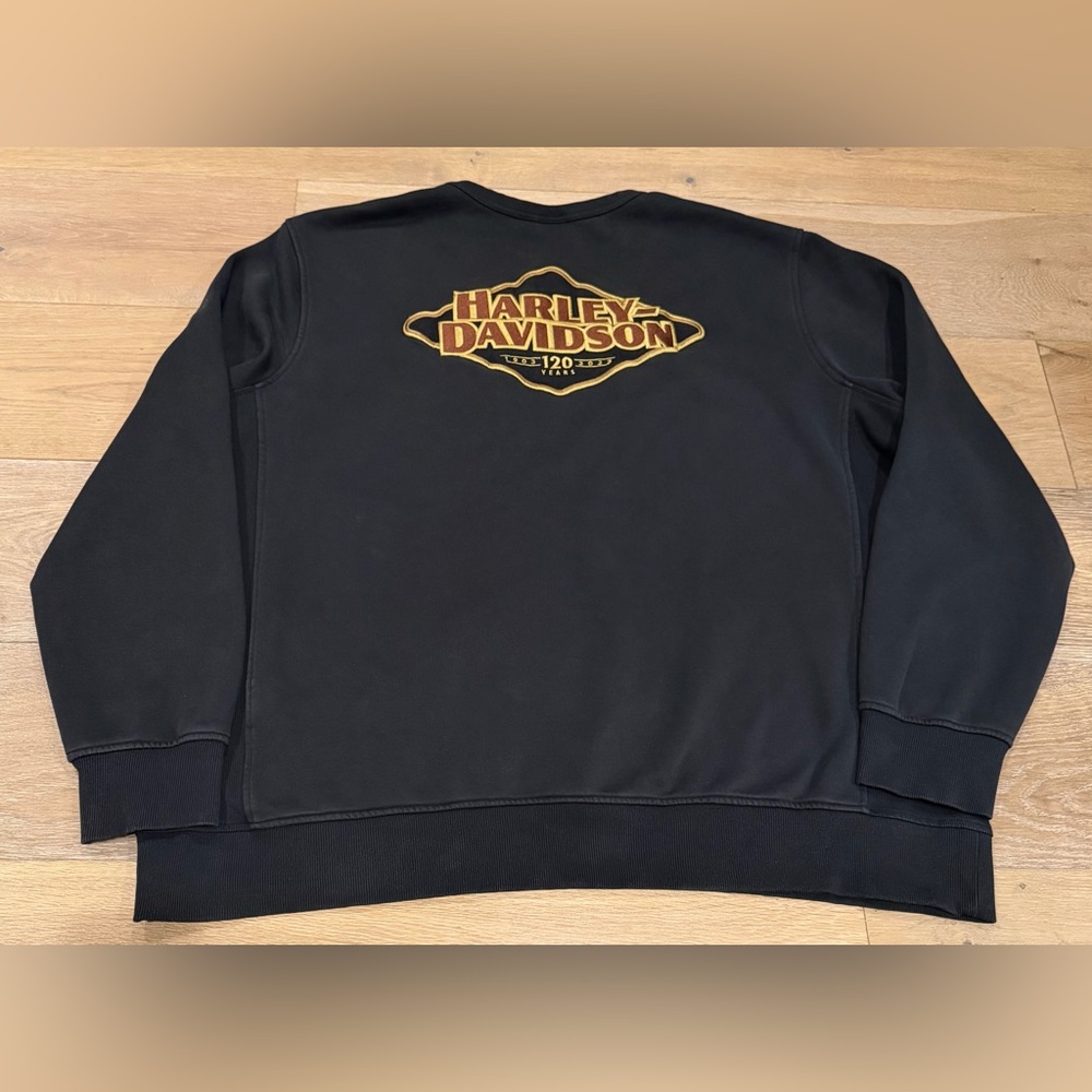 HARLEY DAVIDSON 120th Anniversary Logo Sweatshirt Size 3XL Black